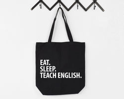English Teacher Bag, Eat Sleep Teach English Tote Bag | Long Handle Bags - 2035