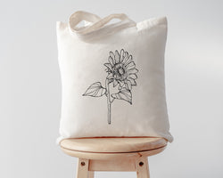 Sunflower Tote Bag, Flower Floral Bag Plant Lover Gift - 4750