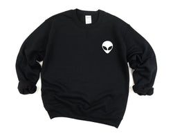 Alien Skull Sweater Pocket Print Mens Womens Sweatshirt - 172