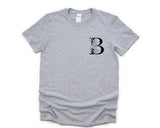 Alphabet Shirt, Letter B Shirt, Botanical Flowers Tee Mens Womens Gift - 4489