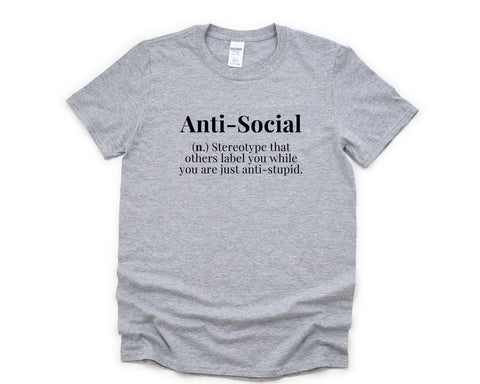 Anti social T-Shirt, Don't care, Mood shirt, Introvert Mens Womens Gift - 4341