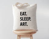 Art Bag, Eat Sleep Art Tote Bag | Long Handle Bag - 1042