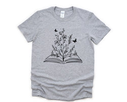 Book Botanical Flower Shirt, Book Lover Plant Lovers tshirt Mens Womens Gift - 4377