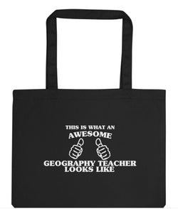 Geography Teacher Gift, Awesome Geography Teacher Tote Bag | Long Handle Bags - 1458