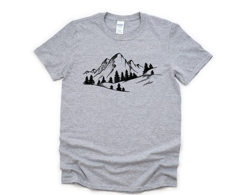 Hiking Mountain Shirt, Adventure, Mountains Tree Graphic Minimalist tshirt Mens Womens Gift - 4362