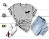 Horse T-Shirt Horse Owner, Horse Lover Gift Equestrian Shirt Womens Pocket Print - 2885