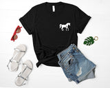 Horse T-Shirt Horse Owner, Horse Lover Gift Equestrian Shirt Womens Pocket Print - 2885
