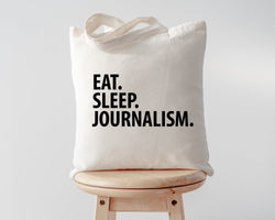 Journalist gift, Eat Sleep Journalism Tote Bag | Long Handle Bags - 2047