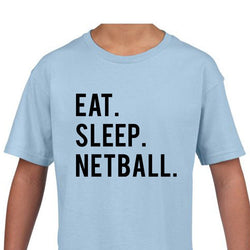 Kids Netball T-Shirt, Eat Sleep Netball Shirt Gift Youth Shirt - 606