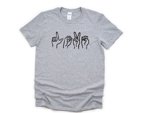Love Shirt, Hand Signs, Retro ASL Shirt Graphic Love tshirt Mens Womens Gift - 4366