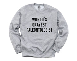 Paleontologist Sweater, Paleontology Gift, World's Okayest Paleontologist Sweatshirt Mens & Womens Gift - 718