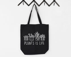 Plant Tote Bag, Plants is Life | Long Handle Bags - 4407