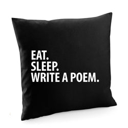 Poet Pillow, Poetry, Eat Sleep Write a Poem Cushion Cover - 2883