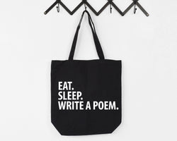 Poet gift, Eat Sleep Write a Poem Tote Bag | Long Handle Bags - 2883