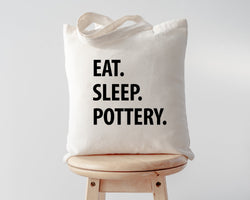Pottery Bag, Eat Sleep Pottery Tote Bag Long Handle Bags - 1220