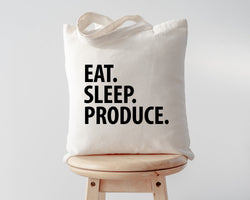 Producer Gift, Eat Sleep Produce Tote Bag | Long Handle Bags - 2260