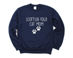 Scottish Fold Cat Sweater, Scottish Fold Cat Mom Sweatshirt Womens Gift - 2392