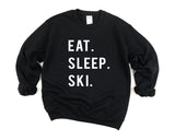 Skiing Sweatshirt, Eat Sleep Ski Sweater Mens Womens Gift - 760