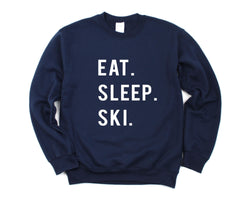 Skiing Sweatshirt, Eat Sleep Ski Sweater Mens Womens Gift - 760