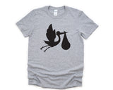 Stork Baby Announcement Shirt, Funny Pregnancy tee, Expecting Mom, New Mom Gift - 4374