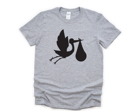 Stork Baby Announcement Shirt, Funny Pregnancy tee, Expecting Mom, New Mom Gift - 4374