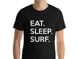 Surf T-shirt, Gifts For Surfing, Eat Sleep Surf shirt Mens Womens - 651