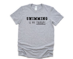 Swimming Shirt, Swimming is my Therapy T-Shirt Mens Womens Gift - 4766
