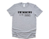 Swimming Shirt, Swimming is my Therapy T-Shirt Mens Womens Gift - 4766