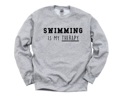 Swimming Sweater, Swimming is My Therapy Sweatshirt Mens Womens Gift - 4766