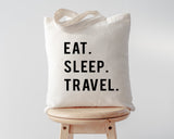 Travel Tote Bag, Travel bag, Eat Sleep Travel Tote Bag | Long Handle Bag - 742