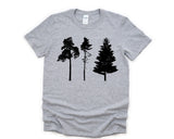 Tree Shirt, Nature Lover Hiking Adventure shirt Graphic Pine Trees tshirt Mens Womens Gift - 4364