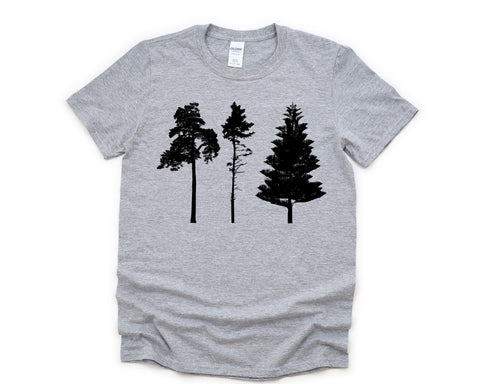 Tree Shirt, Nature Lover Hiking Adventure shirt Graphic Pine Trees tshirt Mens Womens Gift - 4364