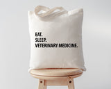 Vet Student Bag, Eat Sleep Veterinary Medicine Tote Bag | Long Handle Bags - 1265