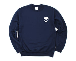 Alien Skull Sweater Alien Pocket Print Sweatshirt Mens Womens Gift - 172-WaryaTshirts