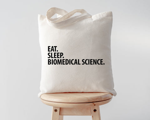 Biomedical Science Bag, Eat Sleep Biomedical Science Tote Bag | Long Handle Bags - 2051-WaryaTshirts