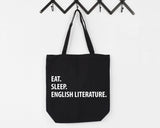 Eat Sleep English Literature Tote Bag | Long Handle Bags - 1043-WaryaTshirts