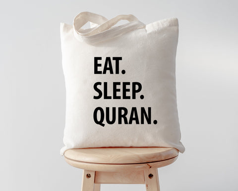 Eat Sleep Quran Tote Bag | Long Handle Bags - 1226-WaryaTshirts