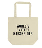 Horse Tote Bag, Horse Rider Gift, World's Okayest Horse Rider Tote Bag Long Handle Bags - 377