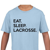 Kids Lacrosse T-Shirt, Eat Sleep Lacrosse Shirt Gift Youth T-Shirt - 643-WaryaTshirts