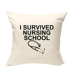 Nursing School Gift Cushion Cover, I Survived Nursing School Pillow Cover - 860-WaryaTshirts