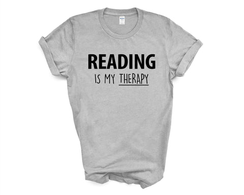 Reading Shirt, Reading is my therapy T-Shirt Mens Womens Gift - 4238-WaryaTshirts