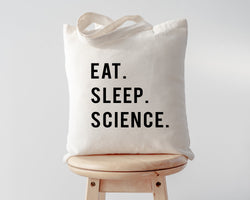 Science Tote Bag, Science bag, Eat Sleep Science Tote Bag | Long Handle Bag - 749-WaryaTshirts