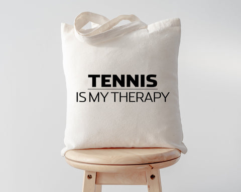 Tennis Tote Bag, Tennis bag, Tennis is My Therapy Tote Bag | Long Handle Bag - 815-WaryaTshirts