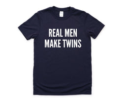 Twins t-shirt, Dad of 2, Real Men Make Twins T-Shirt Baby shower Gift - 4279