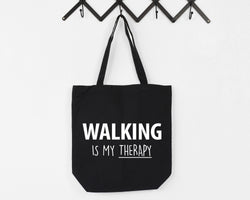 Walking Bag, Walking is my Therapy Tote Bag | Long Handle Bags - 4233-WaryaTshirts