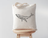 Whale Bag, Orca whale, Geometric Whale Tote Bag - Long Handle - 4421