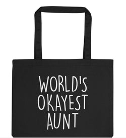 Aunt Gift, World's Okayest Aunt Tote Bag | Long Handle Bags - 88