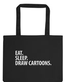 Cartoonist gift, Eat Sleep Draw Cartoons Tote Bag | Long Handle Bags - 2884-WaryaTshirts