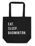 Eat Sleep Badminton Tote Bag-WaryaTshirts