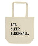 Eat Sleep Floorball Tote Bag | Short / Long Handle Bags-WaryaTshirts